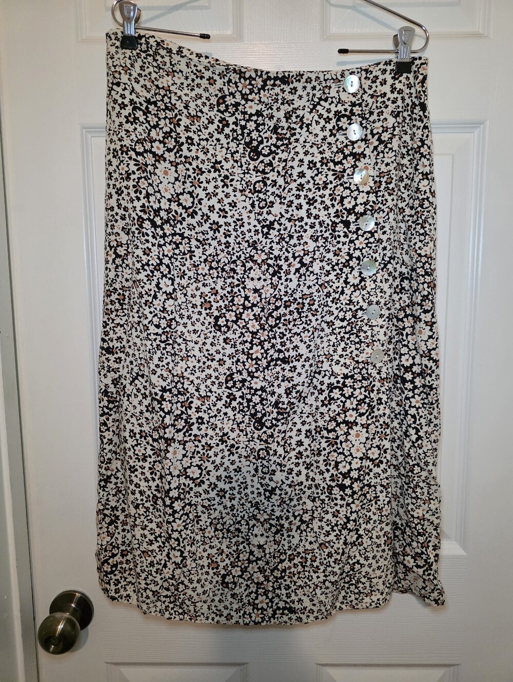 MADEWELL SIDE BUTTON  STRAIGHT MIDI SKIRT IN DAISY GROOVE  SZ 12 - Picture 2 of 12